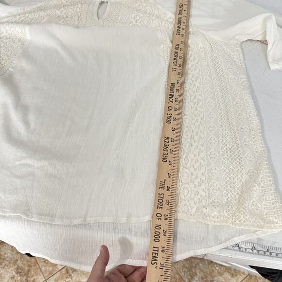 Catherines Gauzy Lace Tie Top Sz 3X Ivory White Boho Coquette Peasant Bloomcore - Picture 11 of 12